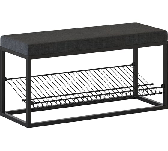 Изображение товара Пуф НАЙДИ с полкой под обувь, черный муар, ткань Текна 9 LPS-55