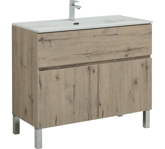 Изображение товара Тумба Aquanet Алвита new 100 напольная 1 ящик, 2 двери, дуб веллингтон белый (277557) 00277557