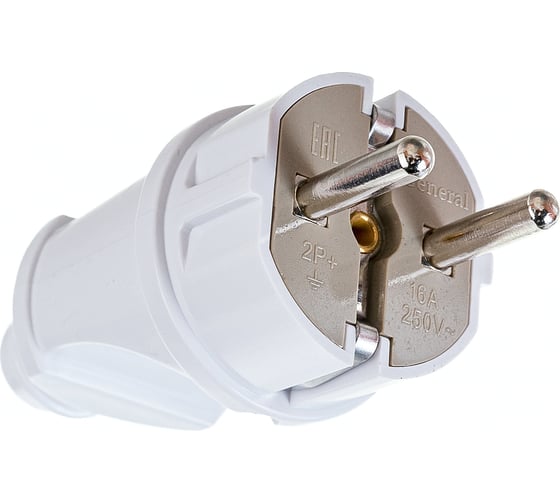 Изображение товара Прямая Разборная вилка General Lighting Systems 16А круглая с заземлением белая IP20 GRV-P-16-R-G-W-IP20 30 штук  470504