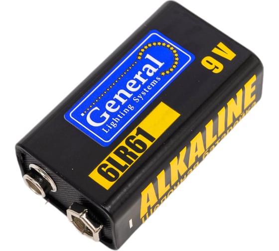Изображение товара Батарейка General Lighting Systems GBAT-6LR61 щелочная (тип крона) 1pc/shr (1/10/240) 800555