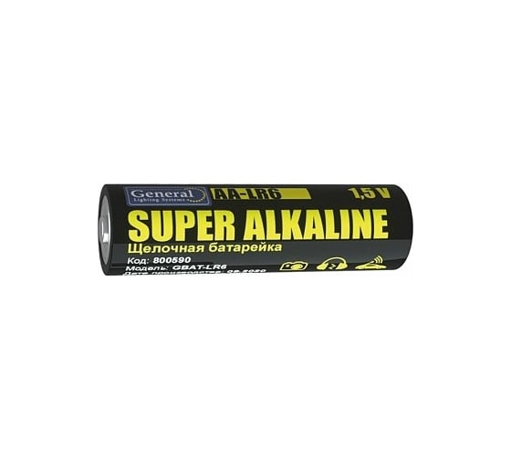Изображение товара Батарейка General Lighting Systems GBAT-LR6 AA щелочная 4pcs/blister (4/48/576) 800590