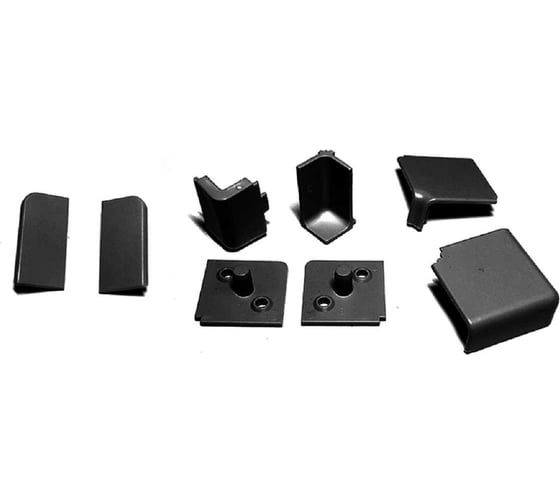 Изображение товара Комплект заглушек ООО ДЕКОПЛИНТ КВАДРО к плинтусу для столешниц, чёрный, 8 шт 2121