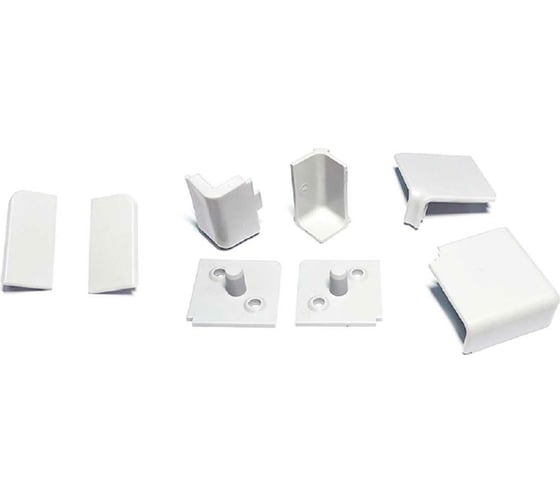 Изображение товара Комплект заглушек к плинтусу ООО ДЕКОПЛИНТ КВАДРО для столешниц, белый, 8 шт 2138