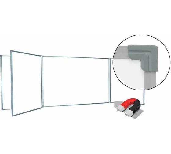 Изображение товара Магнитно-маркерная доска BoardSYS 5 элементная 120x350 в металлическом профиле 30ПЭ1*350Ф