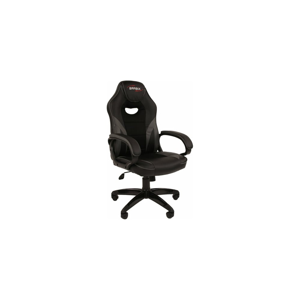 кресло компьютерное brabix techno gm 002 ткань черное серое вставки белые 531815 Компьютерное кресло BRABIX