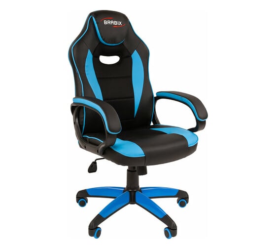 Изображение товара Компьютерное кресло BRABIX Blaze GM-162, TW/экокожа, черное/голубое 532578