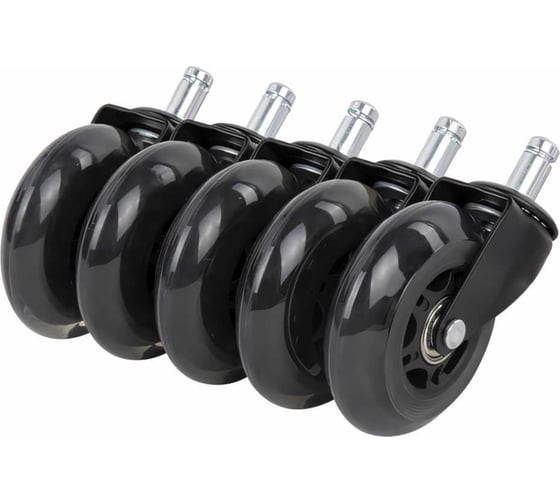 Изображение товара Мягкие колеса-ролики для кресла BRABIX резиновые, шток диаметр 11 мм, комплект 5 шт в коробе 532524