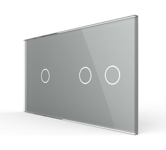 Изображение товара Панель для двух сенсорных выключателей LIVOLO 3 клавиши (1+2), цвет серый, стекло BB-C7-C1/C2-15