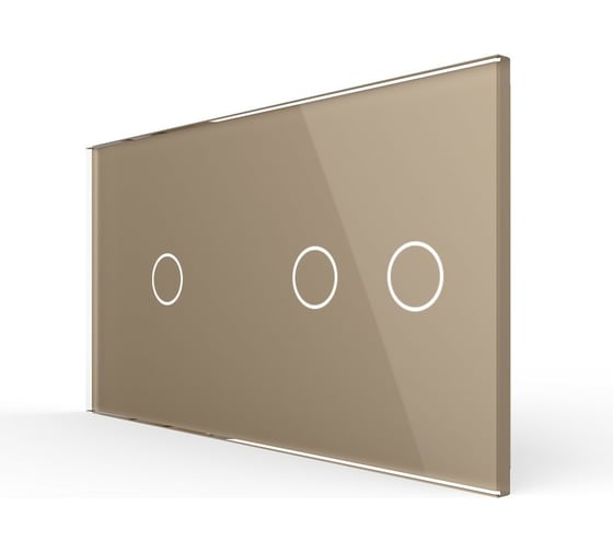 Изображение товара Панель для двух сенсорных выключателей LIVOLO 3 клавиши (1+2), цвет золотой, стекло BB-C7-C1/C2-13