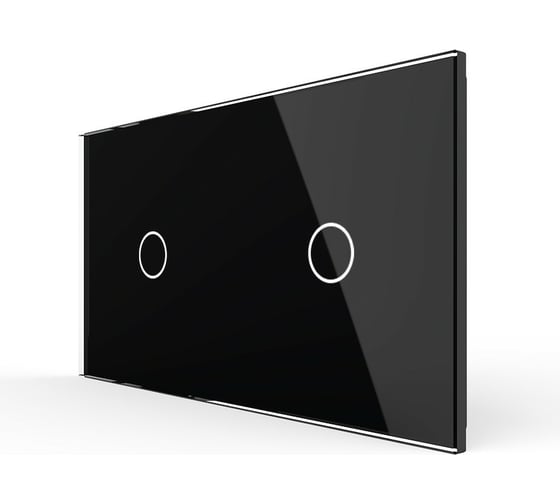 Изображение товара Панель для двух сенсорных выключателей LIVOLO 2 клавиши (1+1), цвет черный, стекло BB-C7-C1/C1-12