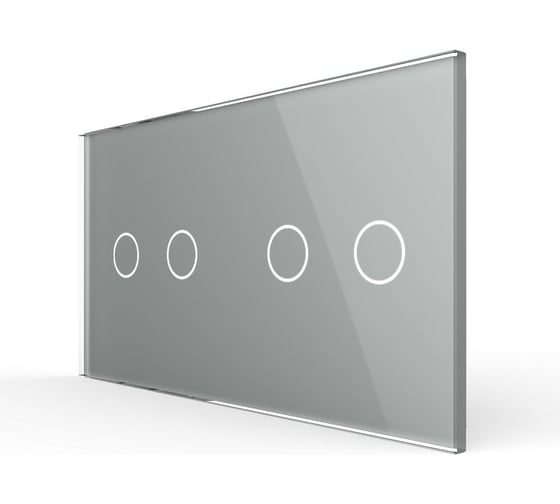 Изображение товара Панель для двух сенсорных выключателей LIVOLO 4 клавиши (2+2), цвет серый, стекло BB-C7-C2/C2-15