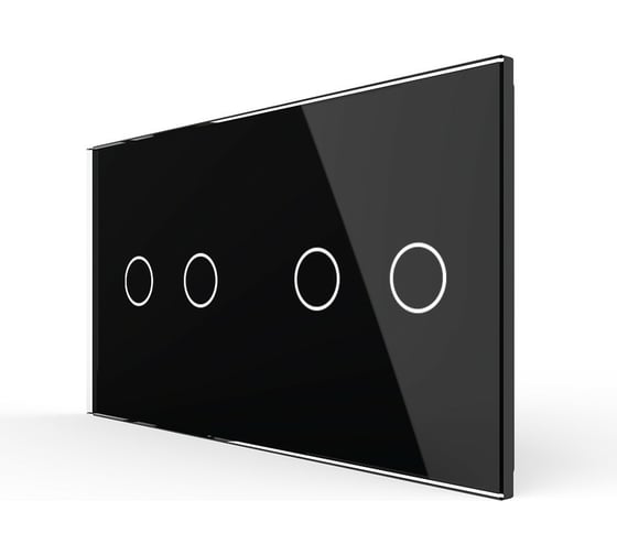 Изображение товара Панель для двух сенсорных выключателей LIVOLO 4 клавиши (2+2), цвет черный, стекло BB-C7-C2/C2-12