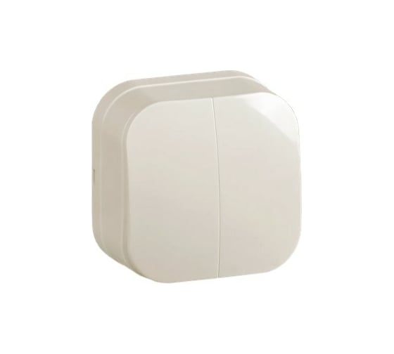 Изображение товара Выключатель IEK ВС20-1-0-ХД 2-клавишный открытой установки 10А GLORY крем. EVH20-K33-10