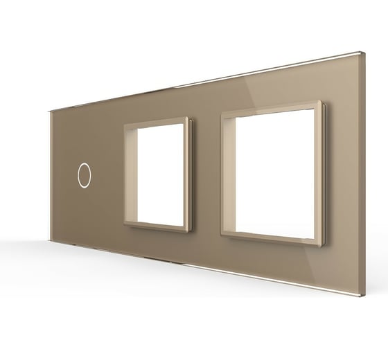 Изображение товара Панель для сенсорного выключателя и двух розеток LIVOLO 1 клавиша, цвет золотой, стекло BB-C7-C1/SR/SR-13