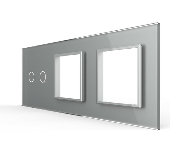 Изображение товара Панель для сенсорного выключателя и двух розеток LIVOLO 2 клавиши, цвет серый, стекло BB-C7-C2/SR/SR-15