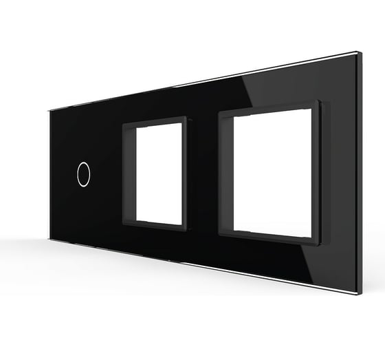 Изображение товара Панель для сенсорного выключателя и двух розеток LIVOLO 1 клавиша, цвет черный, стекло BB-C7-C1/SR/SR-12