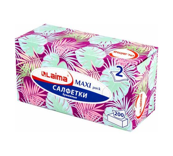 Изображение товара Косметические салфетки LAIMA Everyday 200 штук в картонном боксе двуслойные, 20x20 см 113589