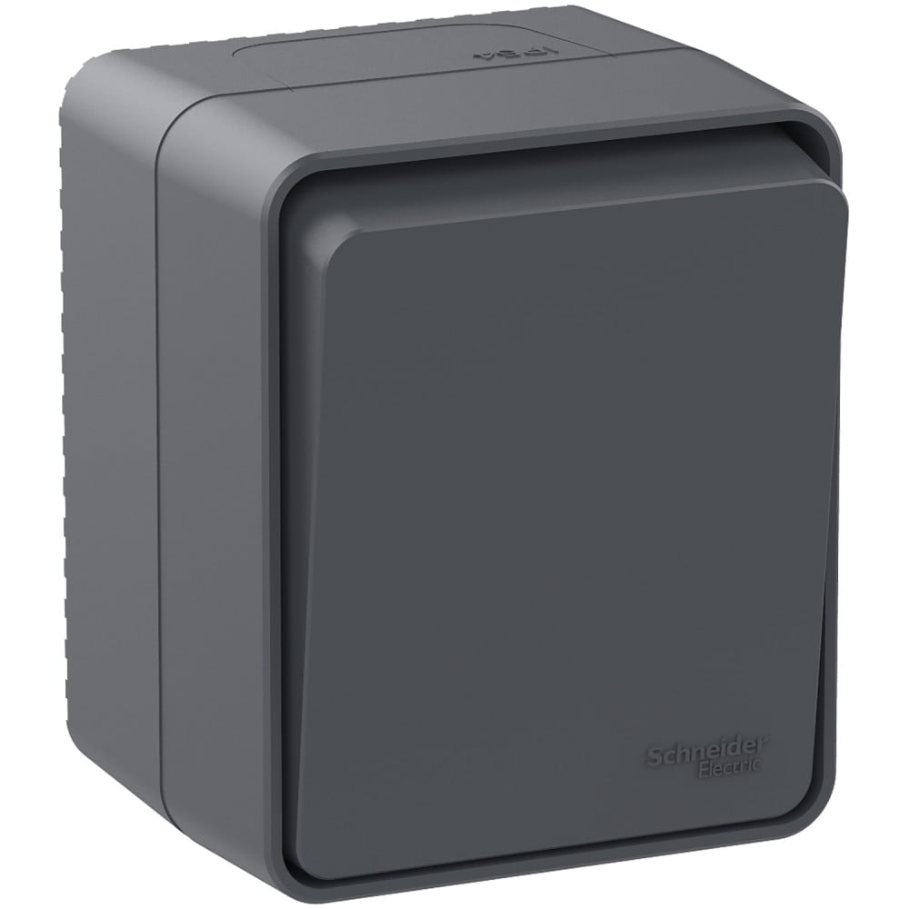 Изображение товара Переключатель 1-клавишный AtlasDesign Profi IP54, 10 АХ, открытой установки, Антрацит Systeme Electric ATN544061