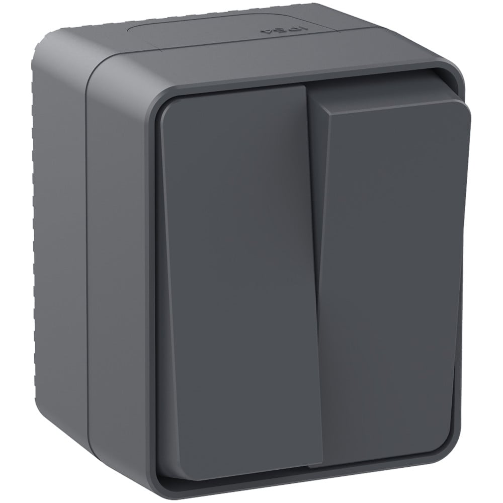 Изображение товара 2-клавишный выключатель Systeme Electric AtlasDesign PROFI IP54 10 А антрацит