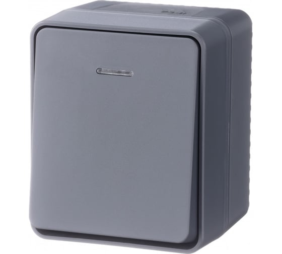 Изображение товара Выключатель 1-клавишный с подсветкой Systeme Electric AtlasDesign Profi IP54, 10 АХ, открытой установки, Антрацит ATN544013