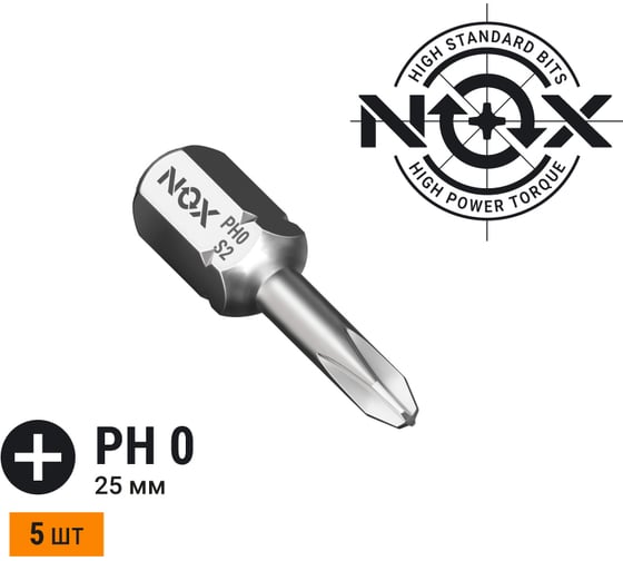 Изображение товара Бита COREBIT (5 шт; PH0х25 мм; бокс; C6.3) NOX 335025-5B