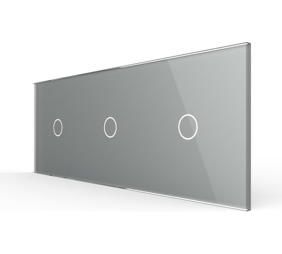 Изображение товара Панель для трех сенсорных выключателей LIVOLO 3 клавиши (1+1+1), цвет серый, стекло BB-C7-C1/C1/C1-15