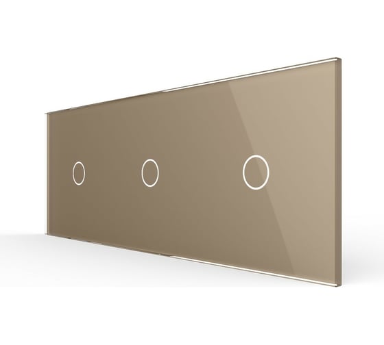 Изображение товара Панель для трех сенсорных выключателей LIVOLO 3 клавиши (1+1+1), цвет золотой, стекло BB-C7-C1/C1/C1-13