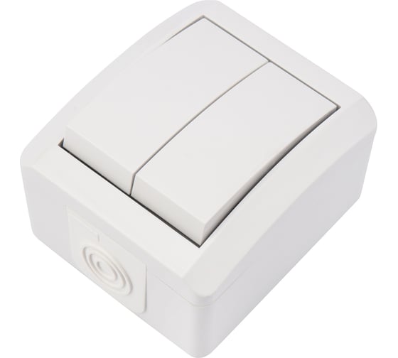 Изображение товара Двухклавишный накладной выключатель KRANZ IP54 белый KR-78-0832