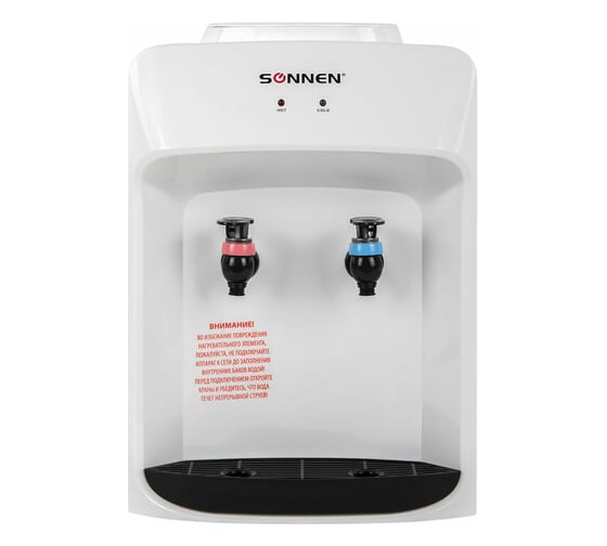 Изображение товара Кулер для воды SONNEN TSE-02WT, настольный, нагрев/охлаждение электронное, 2 крана, белый 455413