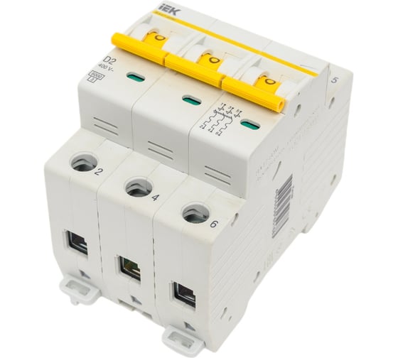 Изображение товара Автоматический выключатель IEK ВА47-60M 3Р 2А 6кА D MVA31-3-002-D