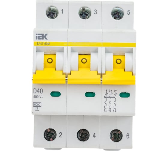 Изображение товара Автоматический выключатель IEK ВА47-60M 3Р 40А 6кА D MVA31-3-040-D