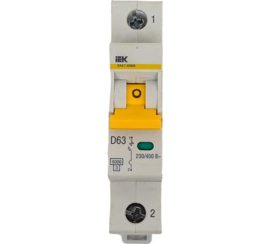 Изображение товара Автоматический выключатель IEK ВА47-60МА без теплового расцепителя 1P 63А 6кА D MVA33-1-063-D