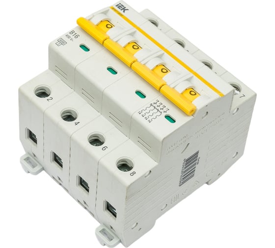 Изображение товара Автоматический выключатель IEK ВА47-60M 4Р 16А 6кА B MVA31-4-016-B