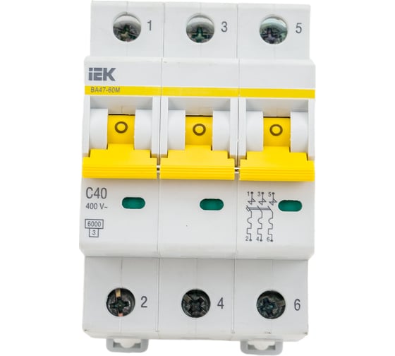 Изображение товара Автоматический выключатель IEK ВА47-60M 3Р 40А 6кА С MVA31-3-040-C