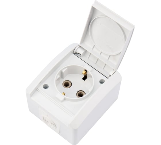 Изображение товара Накладная розетка (керамика) KRANZ INDUSTRIAL, IP54, с заземлением, о/у, белая KR-78-0814
