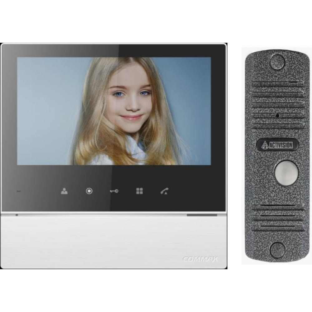 Комплект видеодомофона и вызывной панели COMMAX hiwatch ds kabv6113 rs козырек для настенного монтажа вызывной панели