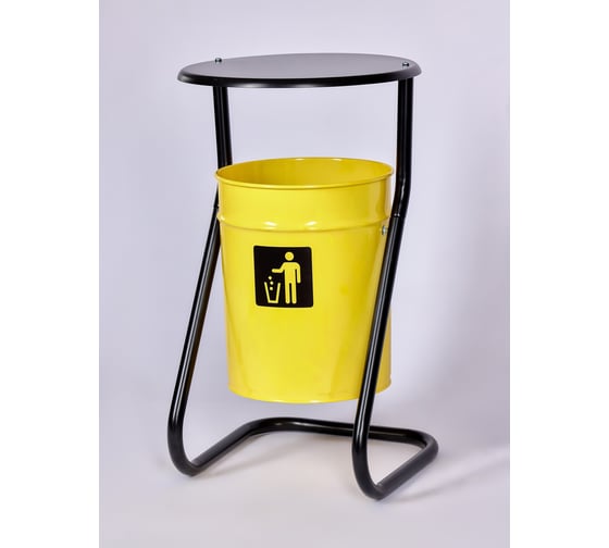 Изображение товара Уличная урна ПРОФМЕТСТИЛЬ металл, желтая, с крышкой 501