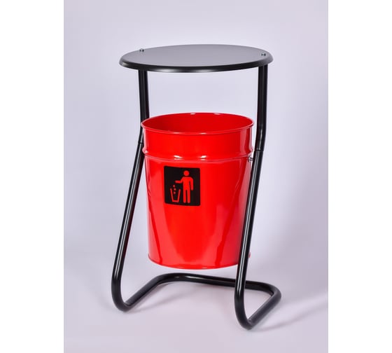 Изображение товара Уличная урна ПРОФМЕТСТИЛЬ металл, красная, с крышкой 502