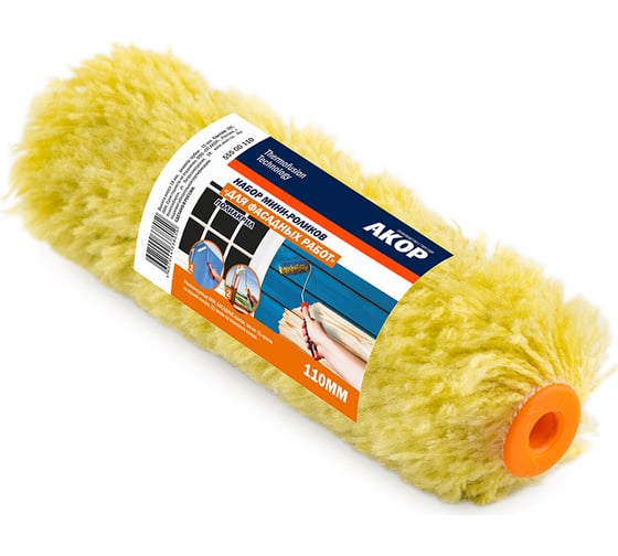Изображение товара Мини-ролик АКОР Фасадные работы 110 мм, ворс 12 мм 4607044338050