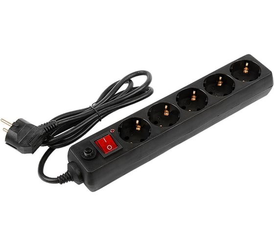 Изображение товара Сетевой фильтр General Lighting Systems, GPS-5-16-3x1-1000-B с выключателем и предохранителем 10метров 5розеток с/з 16А черный 471009