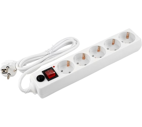 Изображение товара Сетевой фильтр General Lighting Systems 5 розеток, с заземлением и выключателем, 7 метров, 16А, Белый GPS-5-16-3x1-700-W 471006