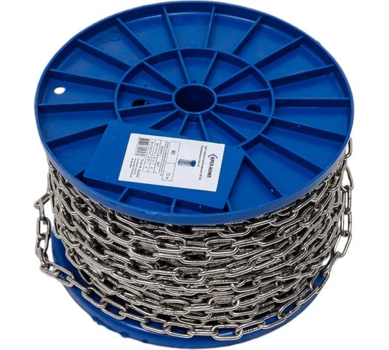 Изображение товара Сварная короткозвенная цепь КРЕП-КОМП нержавейка А2, DIN 766, м3, 50 м цкн3