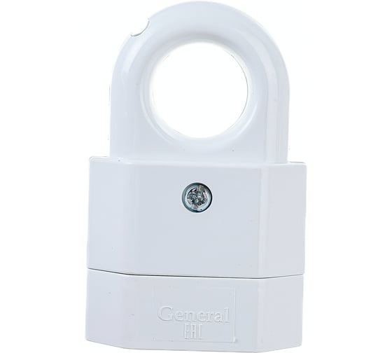 Изображение товара Разборная розетка General Lighting Systems 10А без заземления плоская с ушком белая IP20 GRV-S-10-FE-W-IP20 470514