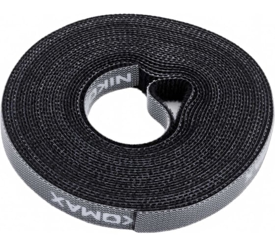 Изображение товара Стяжка-липучка NIKOMAX нарезаемая, в рулоне 5 м, ширина 9 мм, черная NMC-CTV05M-09-RL-BK