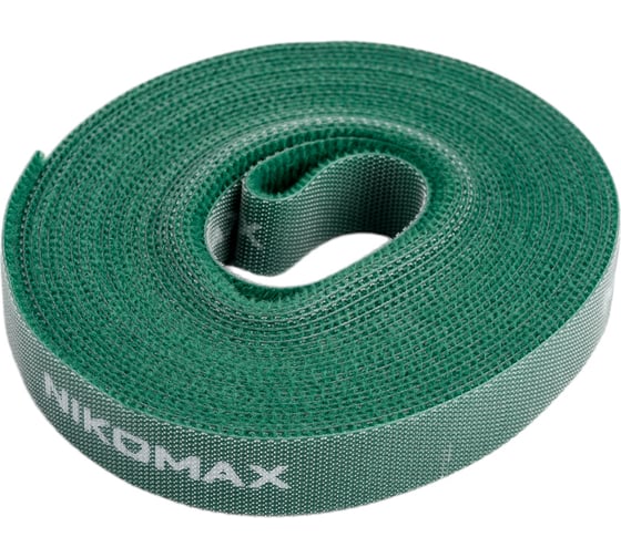 Изображение товара Стяжка-липучка NIKOMAX нарезаемая, в рулоне 5 м, ширина 15 мм, зеленая NMC-CTV05M-15-RL-GN