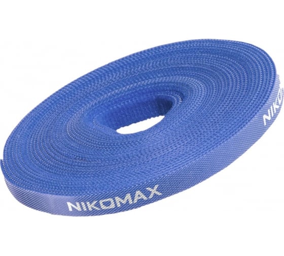 Изображение товара Стяжка-липучка NIKOMAX нарезаемая, в рулоне 5 м, ширина 25 мм, синяя NMC-CTV05M-25-RL-BL