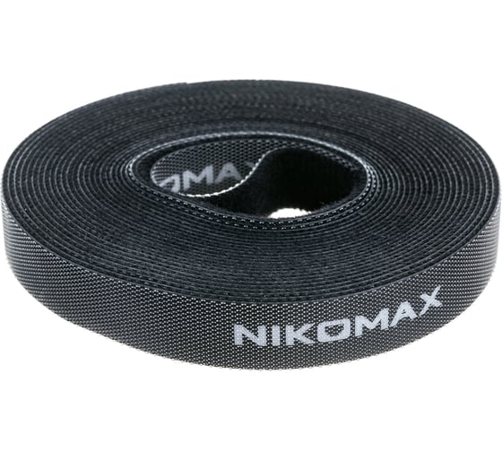 Изображение товара Стяжка-липучка NIKOMAX нарезаемая, в рулоне 5 м, ширина 15 мм, черная NMC-CTV05M-15-RL-BK