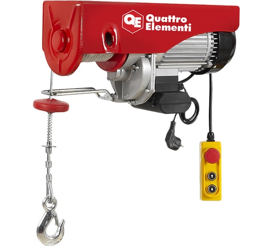 Изображение товара Электрическая таль QUATTRO ELEMENTI TL-1000 1600 Вт, 500/1000 кг, трос 12 м, блок полиспаст в компл. 793-701