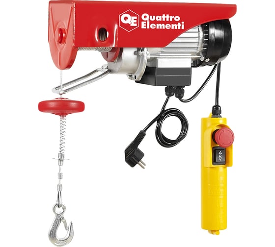Изображение товара Электрическая таль QUATTRO ELEMENTI TL-250 550 Вт, 125/250 кг, трос 12 м, блок полиспаст в компл. 793-688
