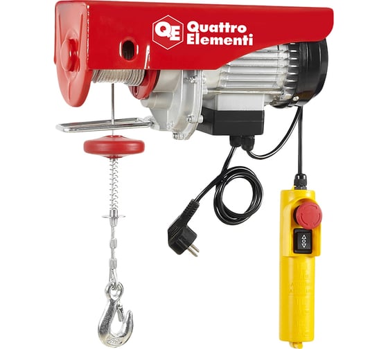 Изображение товара Электрическая таль QUATTRO ELEMENTI TL-500 1100 Вт, 250/500 кг, трос 12 м, блок полиспаст в компл. 793-695